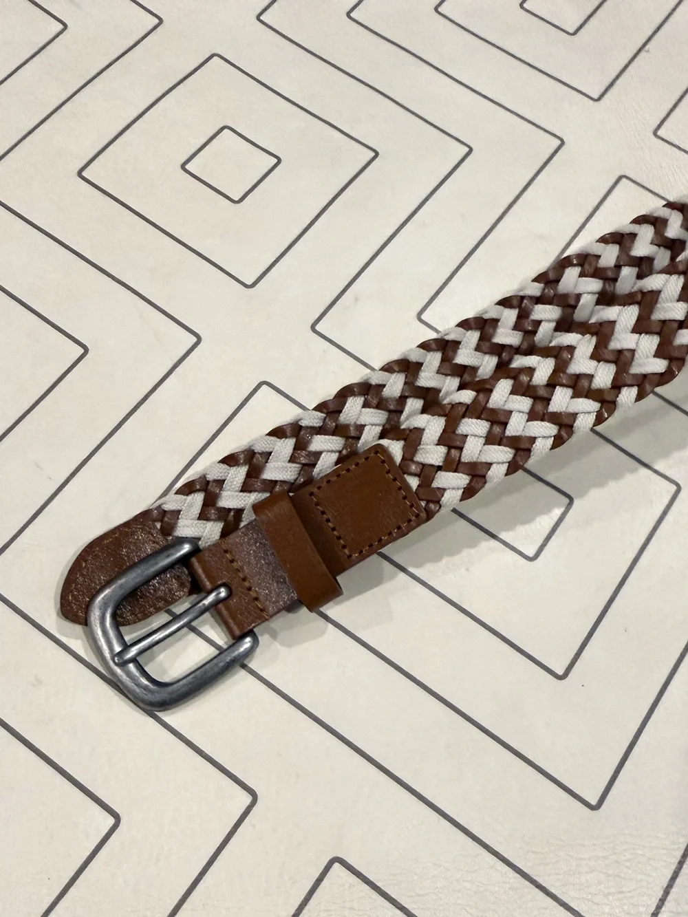 Janie and Jack Brown and White Woven Braided Belt